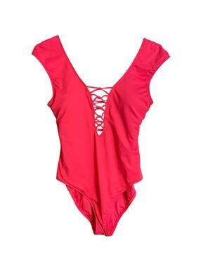 Bleu by Rod Beatty Hole in One lattice cap sleeve one piece swimsuit